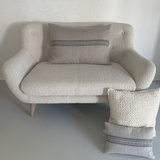 Linen cushion - Natural/black spripe (70x50cm)