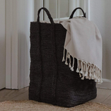 Panier à linge en jute - Noir (H55xL34xP34cm)