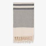 Hammam Handtuch - Off white/Black Größe 185x95cm vorgewaschen
